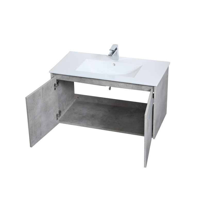 Agostini 36'' Single Bathroom Vanity with Resin Top, Concrete Gray