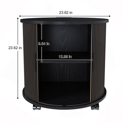 Ensemble de 2 tables de bout cylindriques de style Mid-Century moderne avec station de charge intégrée et porte coulissante, table de chevet ronde à 2 niveaux avec ports USB, table de chevet pour le salon, la chambre à coucher, le vestibule