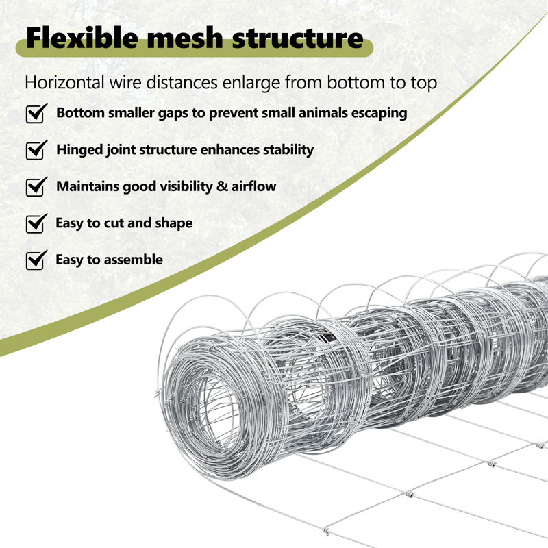 Vidaxl Field Fence Galvanised Steel, 120cm H x 2500cm W