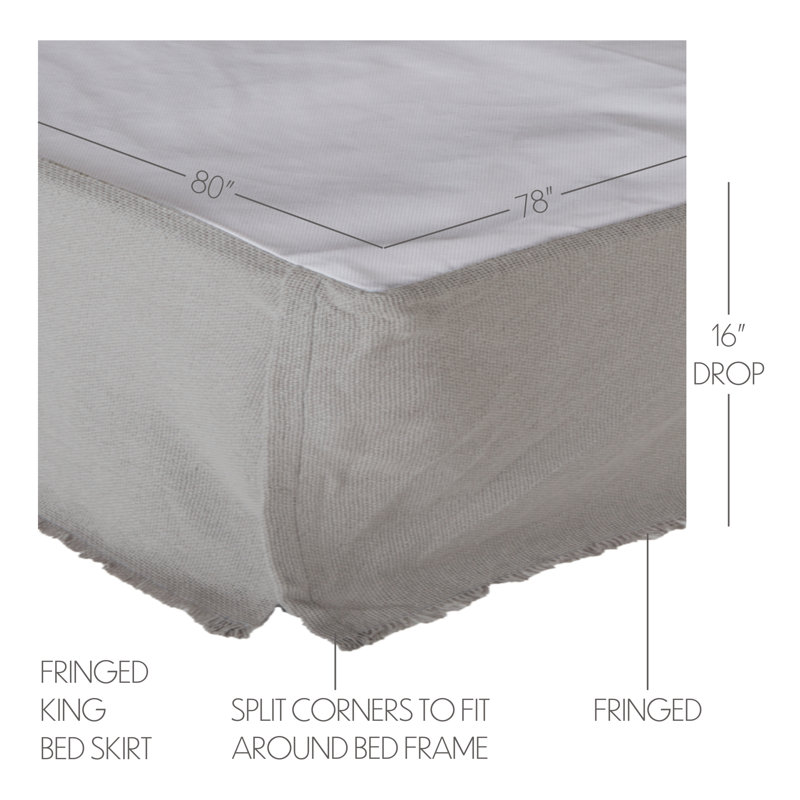 Burlap Dove Grey Tailored Bed Skirt, King