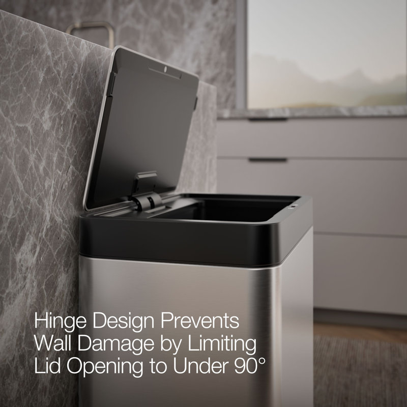 13-Gallon Touchless Stainless Steel Trash Can, Stainless