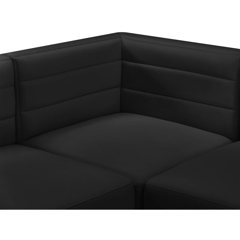 Enso Velvet L-Shaped Sectional Reversible, Black Velvet