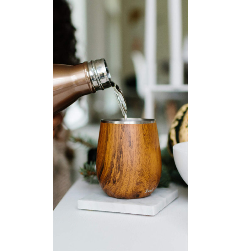 S'well Stainless Steel Wine Tumbler, 9-Ounce, Teakwood, Teakwood