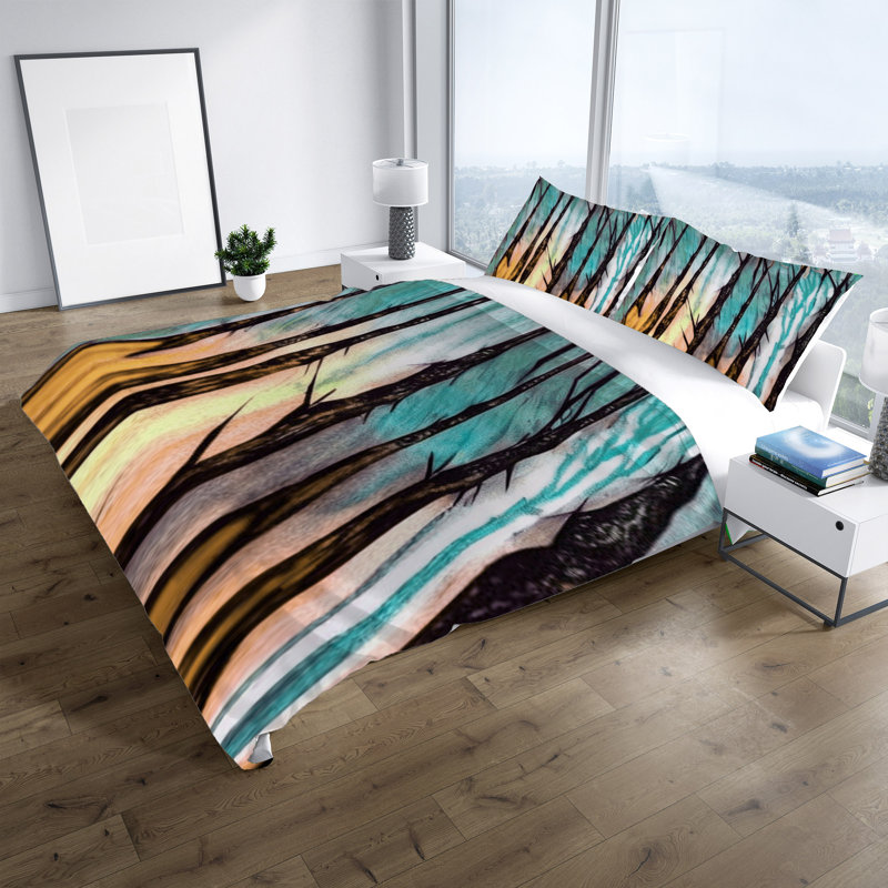 Polyester Abstract Duvet Cover, Twin Duvet Cover + 1 Queen Sham