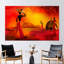 Coucher de soleil sur toile, femme noire, toile abstraite, affiche de femme africaine, œuvre d'art paysage africain, toile africaine,-113886340-109550518