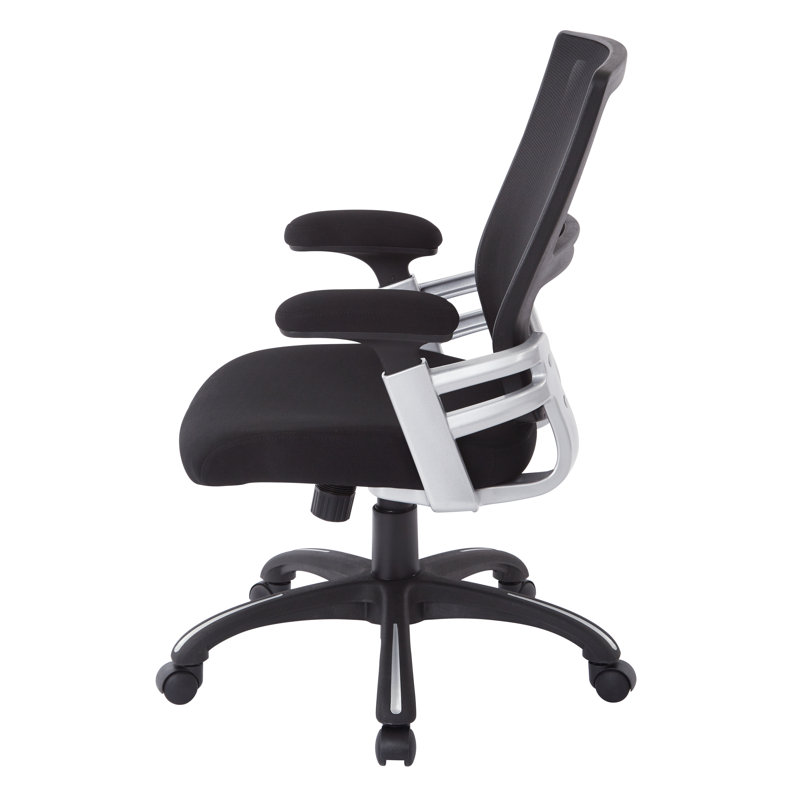 High-Back Executive Swivel Chair with Mesh and Leather, Black