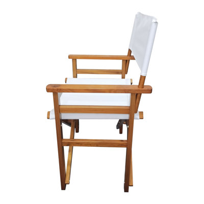 White Canvas Wooden Director Folding Chair - 2-Piece Set