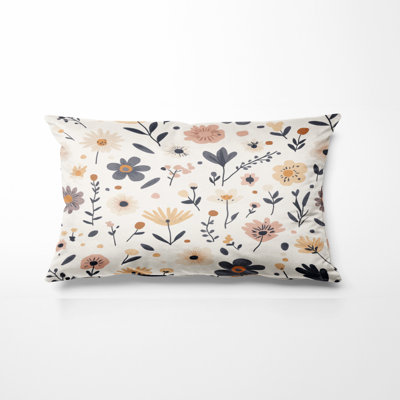 Modern Sofa Throw Pillow - Blue Boho Floral Cluster Printed Cushion