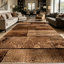 Tapis de planches de bois brun patiné de 1 pièce pour le salon, doux et confortable, convient à toutes les saisons, facile à entretenir, tapis de sol intérieur lavable à la machine, sous la table de ferme convenant à la table à manger, au vestibule, à la chambre à coucher, à la cuisine et à la maison