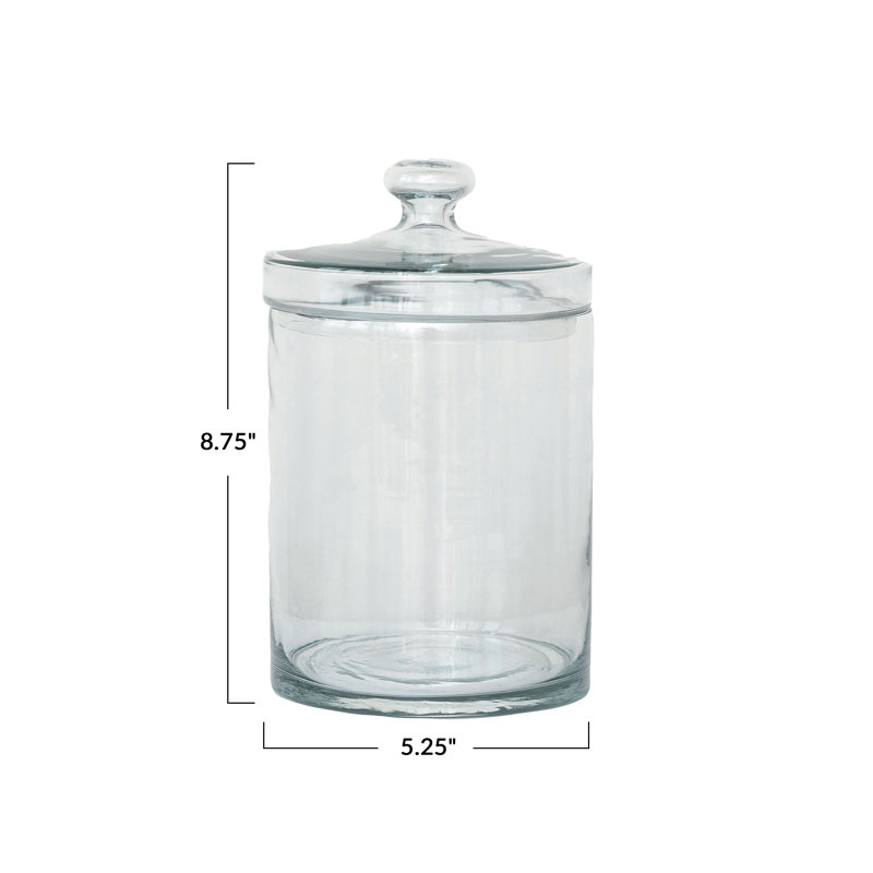 Pot en verre classique avec couvercle, H 8,75 po x l 5,25 po x P 5,25 po