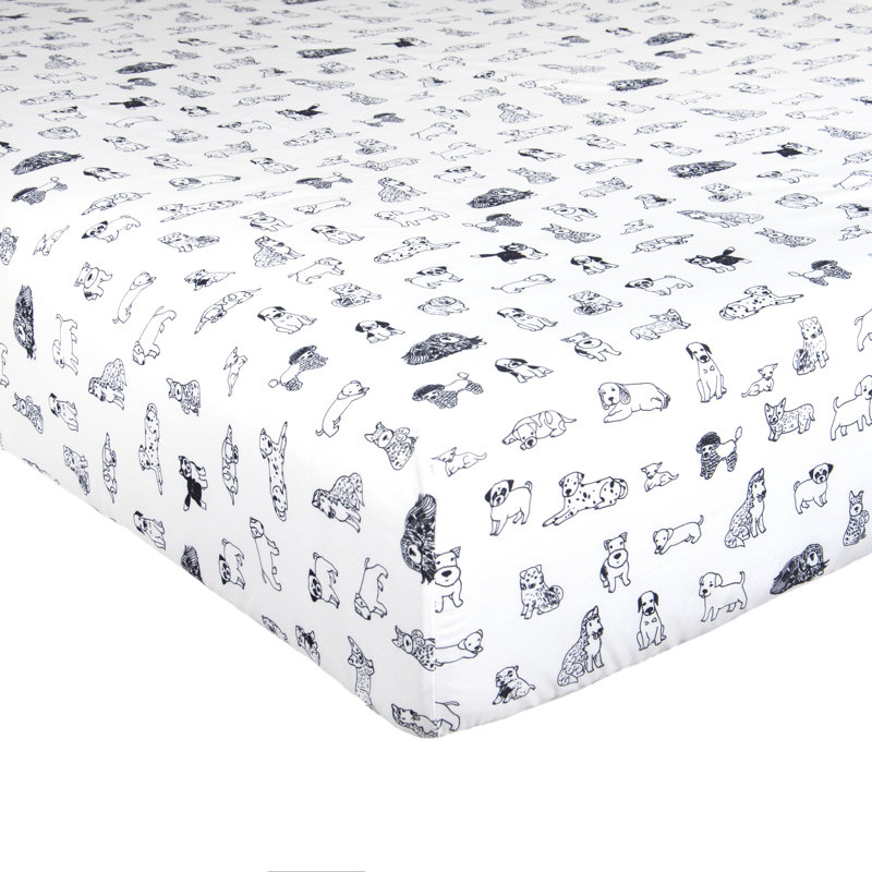 Microfiber Sketch Dogs Sheet Set, Twin Sheet Set + Fitted Sheet + 1 Pillowcase