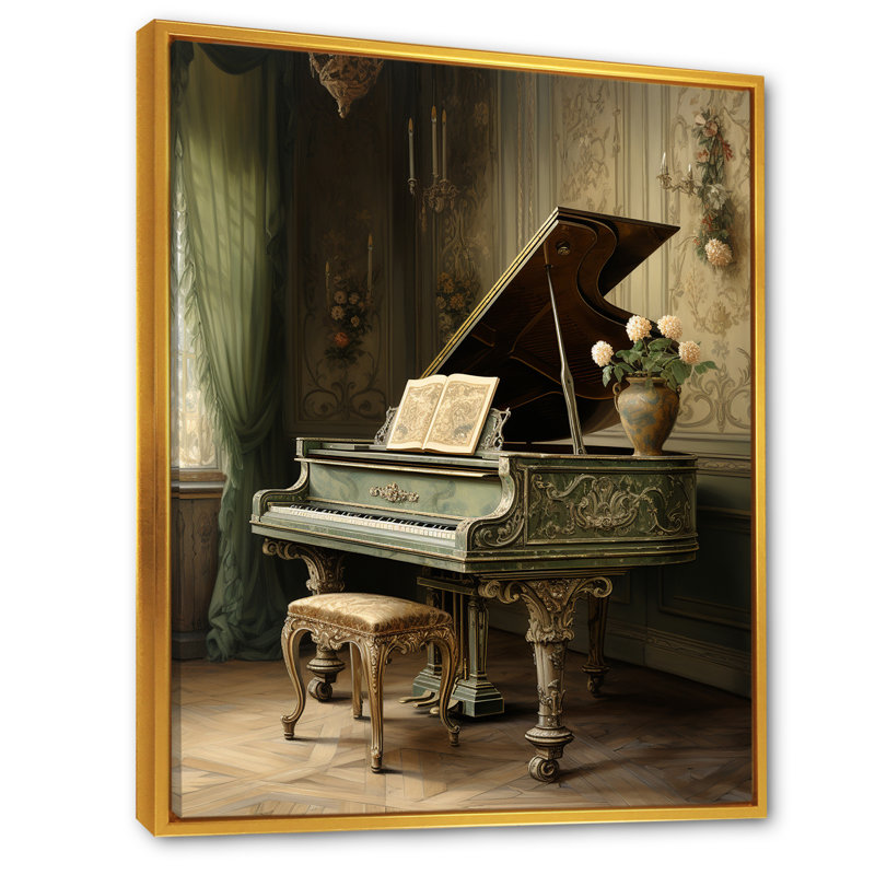 Piano Renaissance Resson I sur impression sur toile, H 32 po x l 16 po x P 1 po, Cadre flottant doré