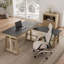 Minimalist L-Shaped Electric Standing Executive Desk with Leather Top 