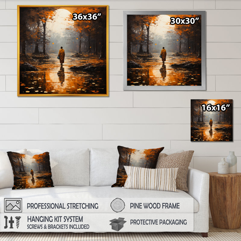 Impression sur toile, "Dhane Path", H 30 po x l 30 po x P 1 po, Cadre simple noir