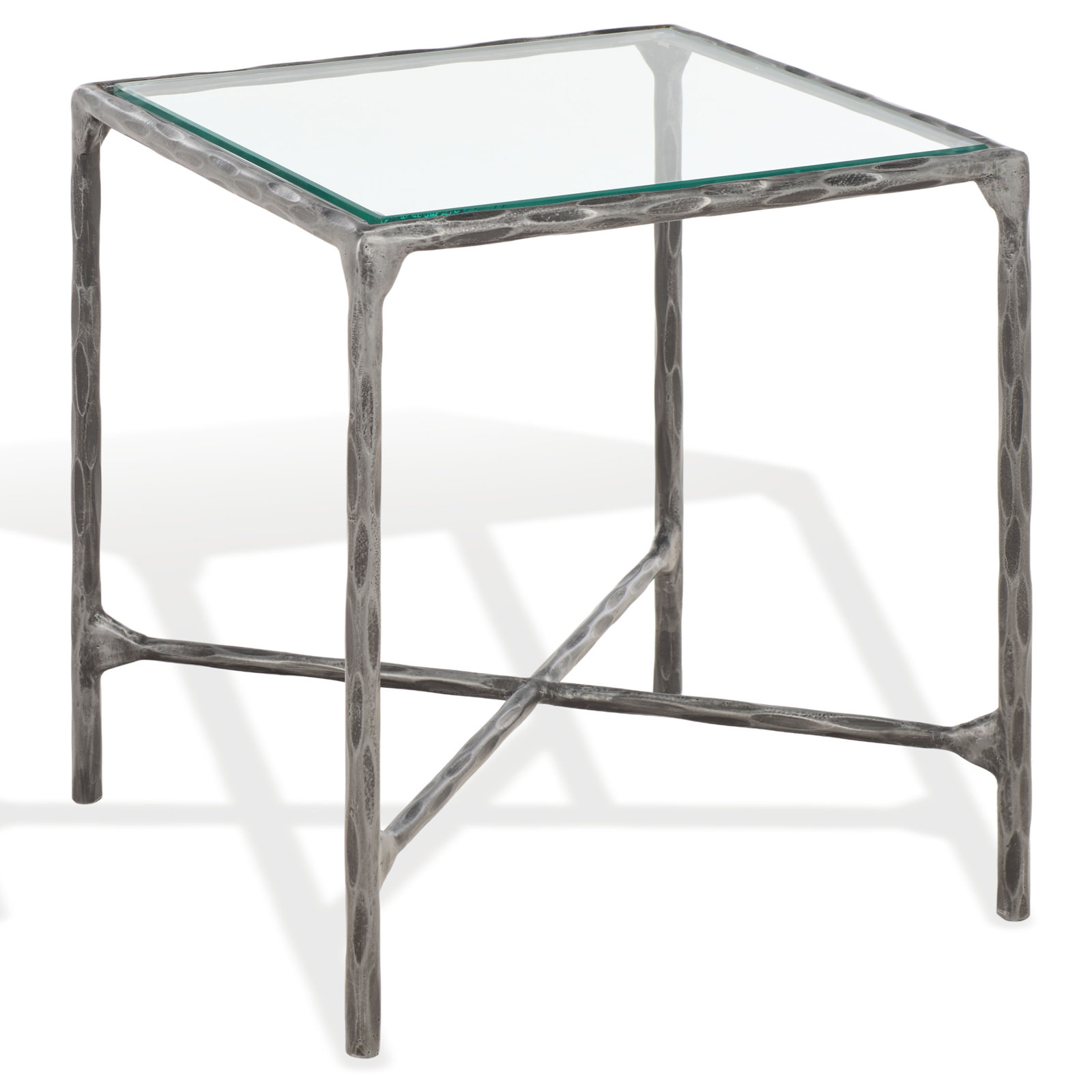Evelynn End Table, Silver, Clear