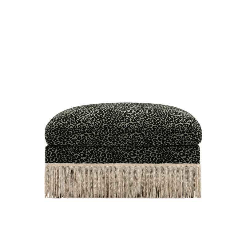 Repose-pieds en chenille léopard - vert noir, Noir/vert