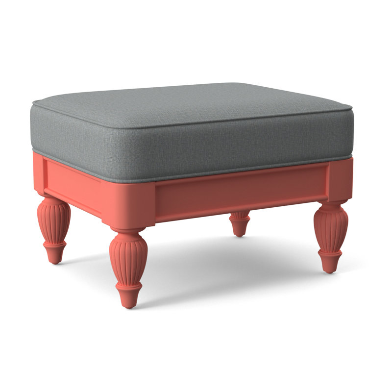 Grand View Ottoman, Java Finish, Light Blue Performance Fabric; 0851-55