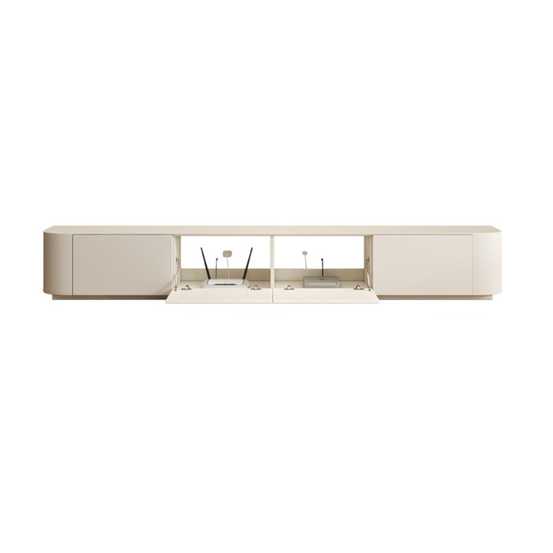 Meuble télé en bois massif blanc crème, panneaux multicouches laqués, 240 cm (94,49 po).