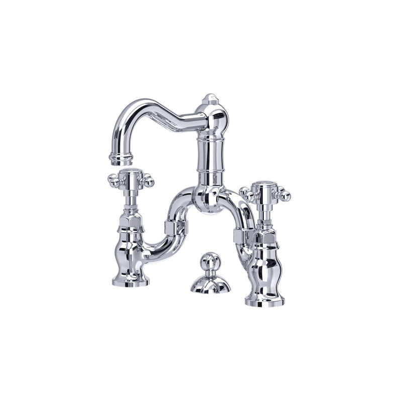 Acqui Bridge Lavatory Faucet, Italian Brass, Cross Handle