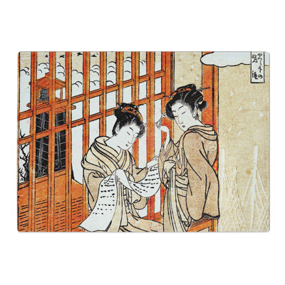 Tempered Glass Evening Bell Under the Watch Tower by Koryusai Isoda Chopping Board
