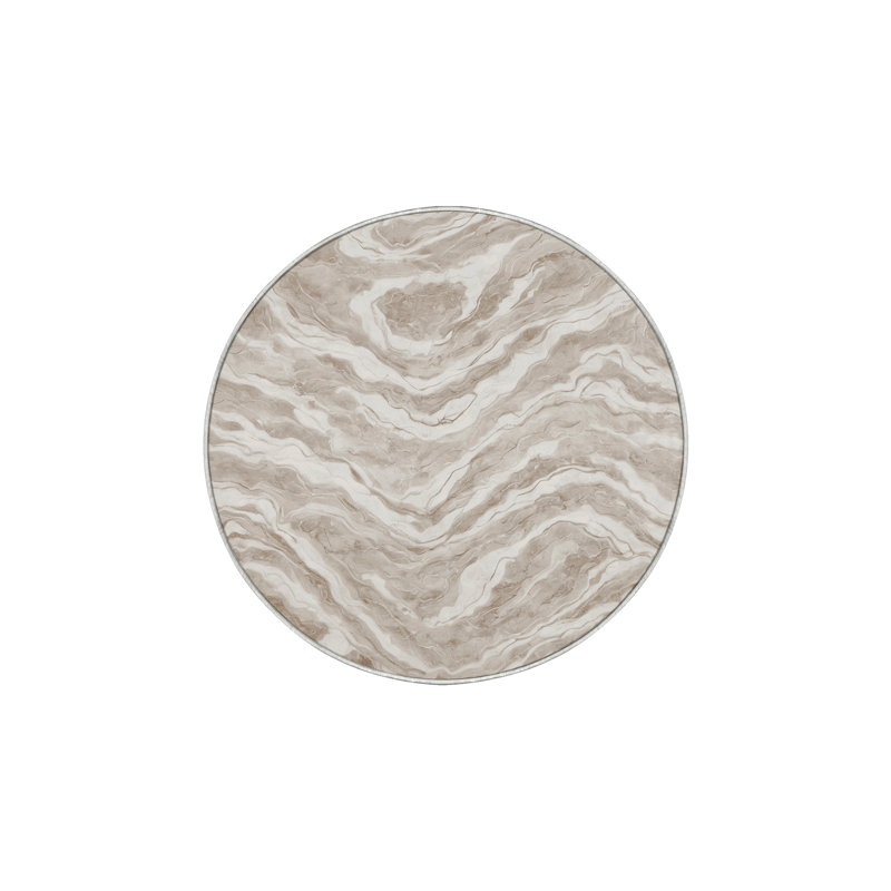 Machine Washable Beige Area Rug, Round 6'