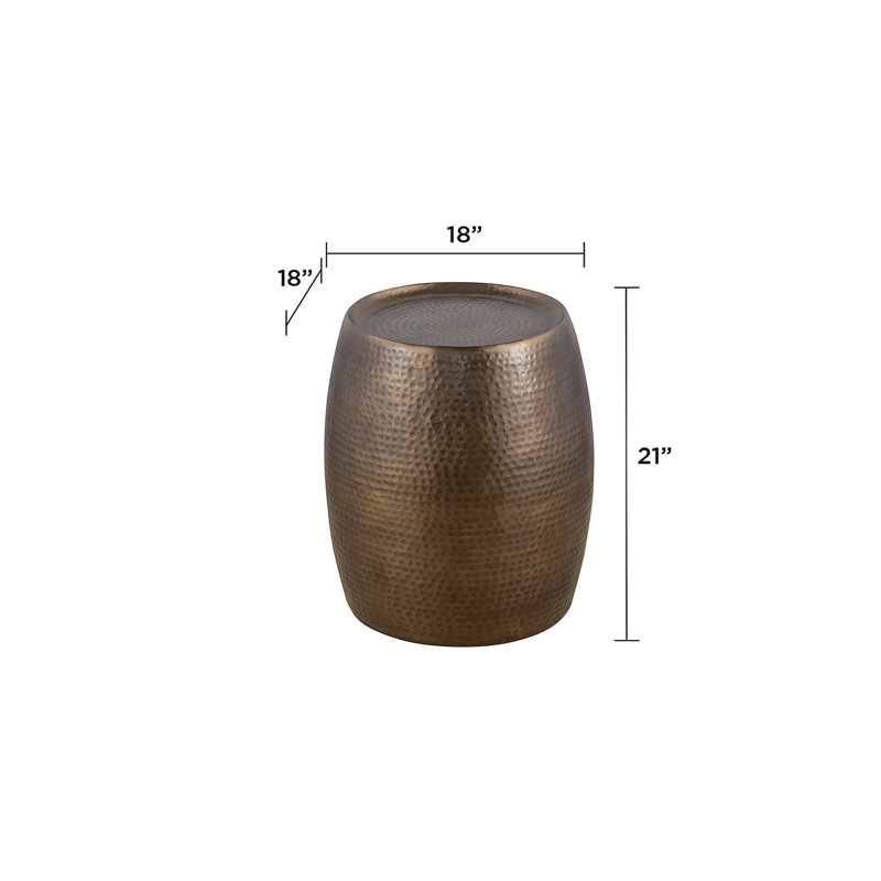 Table de bout, table d'appoint avec design martelé à la main en aluminium moderne et moderne 21 po, Doré