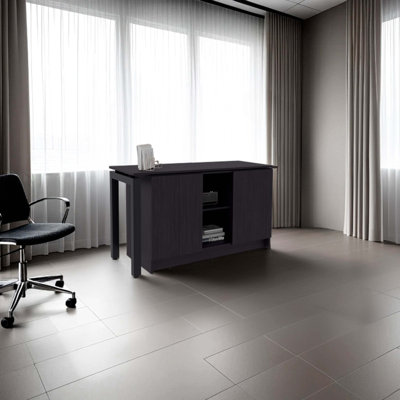 Wenge Desk With Two Open Storage Shelf
