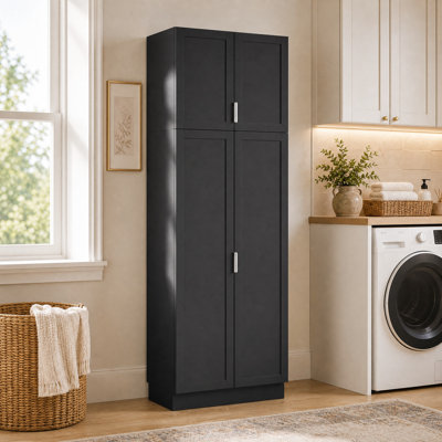 Armoire de rangement de 230 cm de hauteur avec 4 portes, 2 tablettes et un kit antibasculement
