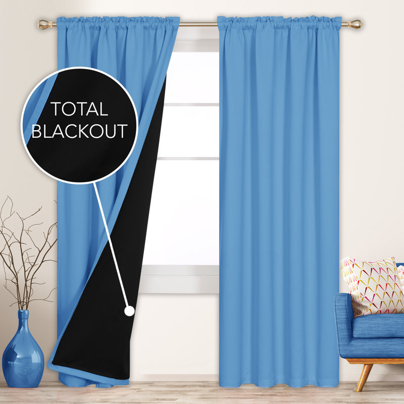 Deconovo 100 Percent Blackout with Liner Rod Pocket Curtain Panel Pair, 52" W x 108" L, Royal Purple