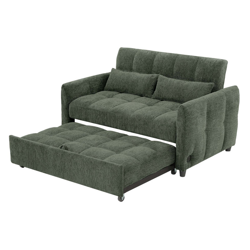 Canapé-lit 52,8 po avec canapé-lit et canapé-lit capitonné avec dossier réglable, 3 ports USB et deux coussins lombaires pour le salon