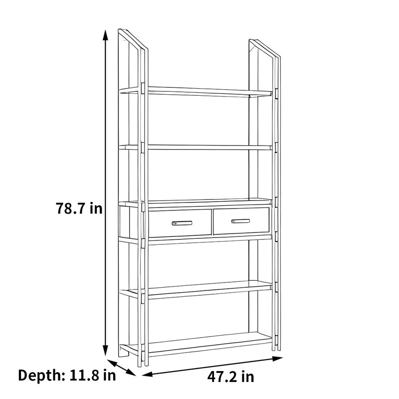 Bottesford, Noir, (5 tablettes) H 78,7 po x l 47,2 po x P 11,8 po