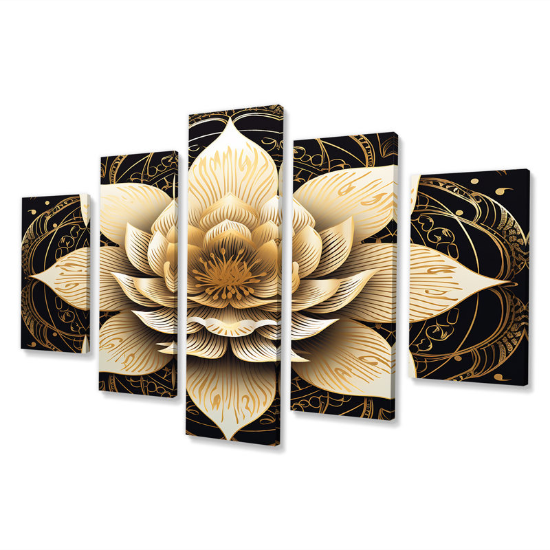 Teagin - lotus 5 pièces d'art mural