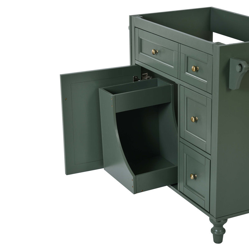 30'' Green MDF Freestanding Bathroom Vanity with Gold Hardware