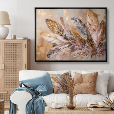Gold Feather Boho Majesty - Glam Feather Framed Prints