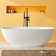 65" x 30" Freestanding Soaking Solid Surface Bathtub Stone Resin Bath Tub with Overflow, Pop-up Drain, Matte White