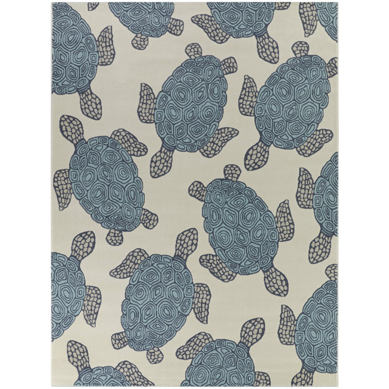 Tapis bleu / beige / gris Wilken, Rectangle 5 pi 3 po x 7 pi