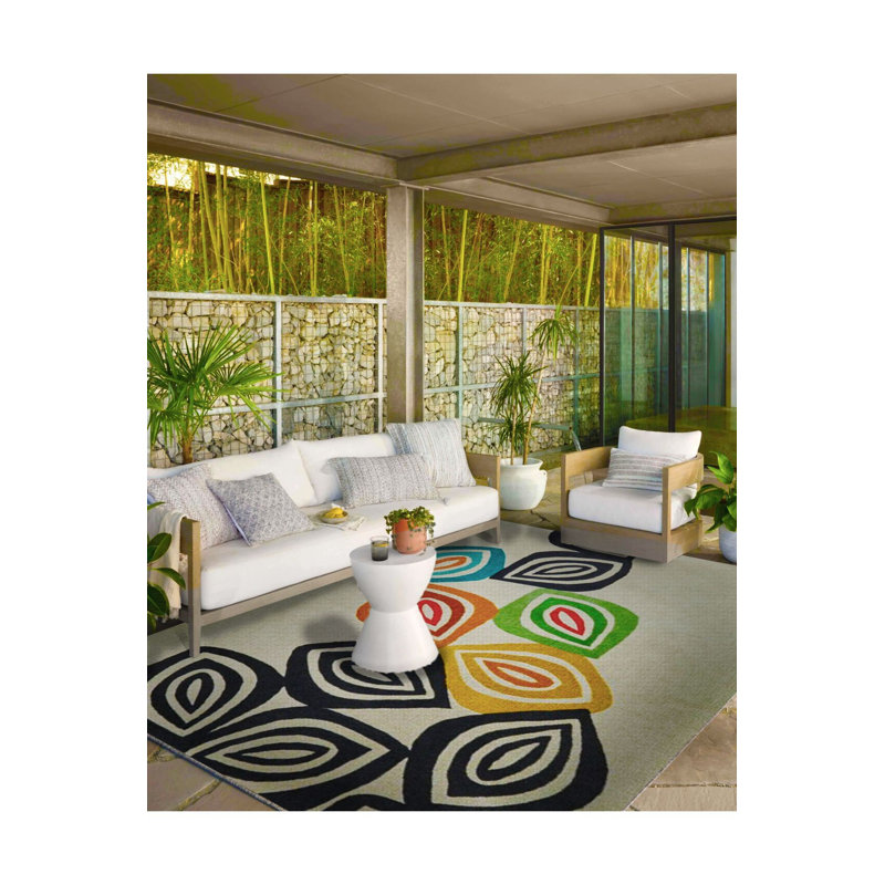 Tapis tissé multicolore lavable à la machine, Carré 3 pi 3 po