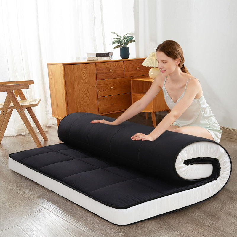 Antranigian 6" Thick Japanese Futon Mattress, Queen, Black