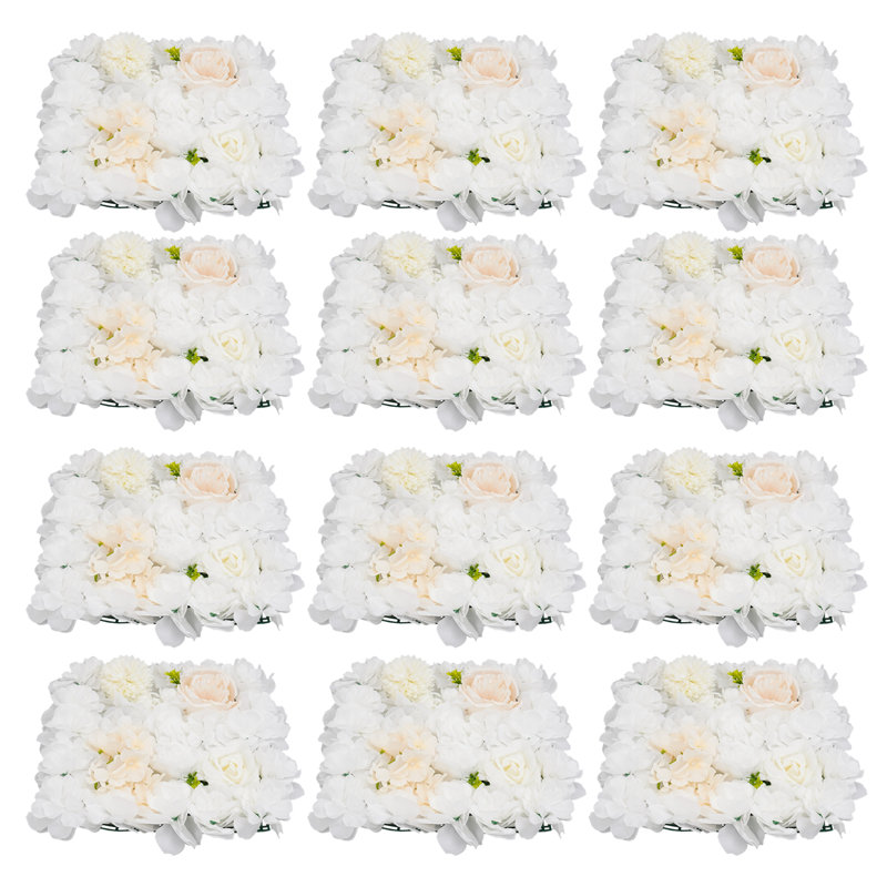 Panneaux muraux de fleurs artificielles, toile de fond murale de fleurs artificielles, panneaux muraux de fleurs artificielles 12PCS
