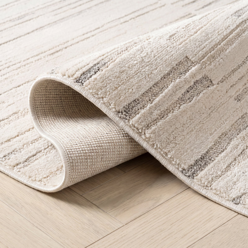 Tapis intérieur moderne, beige crème., Tapis de couloir 2 pi 3 po x 5 pi 1 po