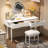 40" Modern Vanity Table Set With Mirror Touch Screen Lighted Mirror, Dressing Table And Cushioned Stool Set With 2 Large Drawers, White