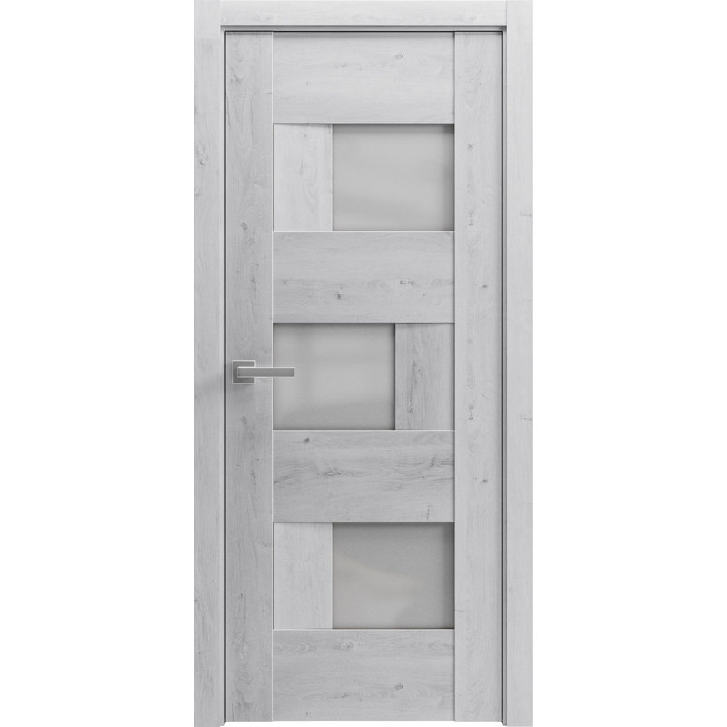 Porte française unie Sete | Avec verre givré | Poignée simple à panneau régulier | Portes de salle de bain robustes, Blanc