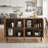 Ruston 59-Inch Mid-Century Modern Sideboard With Geometric Carved Doors And Legs