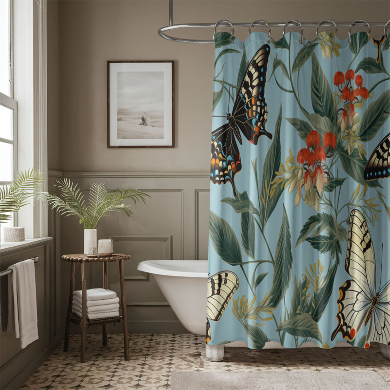 Floral Butterflies - rideau de douche standard 1 pièce, H 74 po x l 71 po