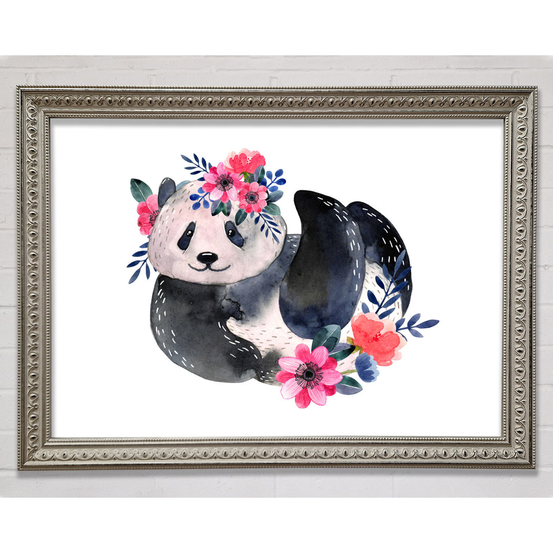 Niedlicher Panda mit Blumenmuster - Druck