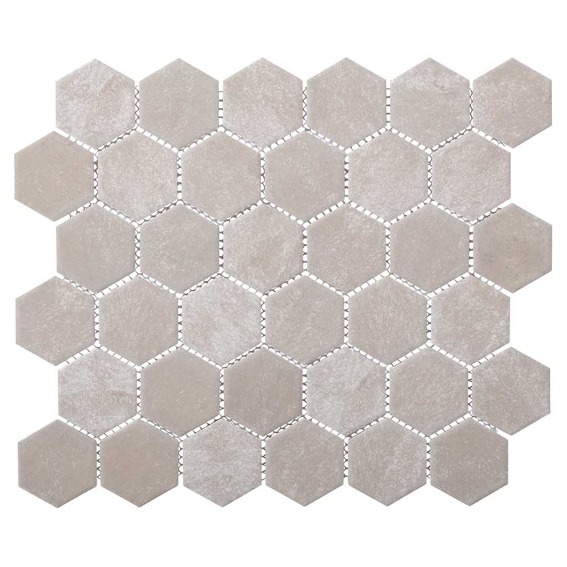 Porcelaine hexagonale 2 po gris moyen 2 po / 20 feuilles / 19,698 pieds carrés / boîte, Gris moyen