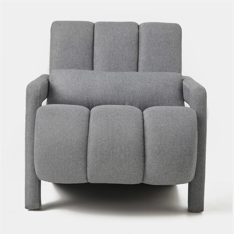 Chaise d'appoint moderne rembourrée, tissu en lin confortable avec coussin pour le salon, la chambre à coucher. Lin, gris foncé
