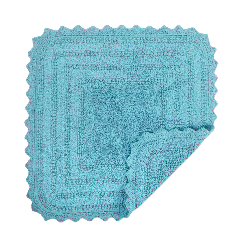 Lisk Cotton Bath Rug, Cameo Blue