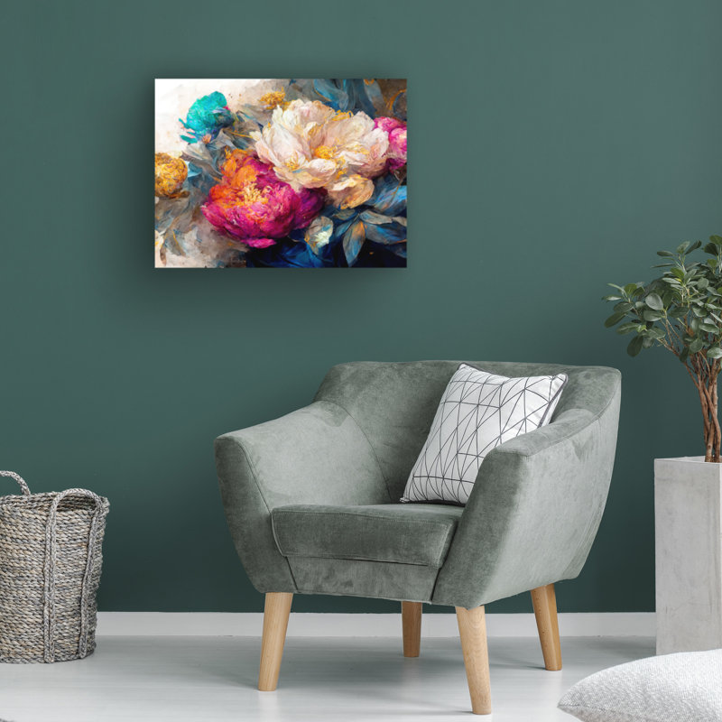 Art sur toile, pivoine bolognaise, H 14 po x l 19 po