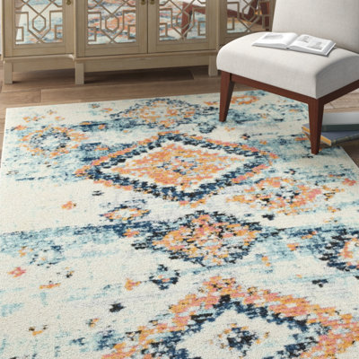 Tapis ivoire / bleu marine Clerge Southwestern